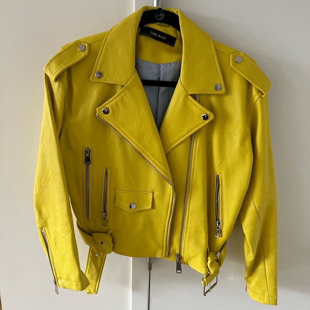 Yellow Zara Leather Jacket (M)